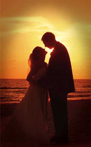 couple kissing silhouette image. Silhouette of wedding couple