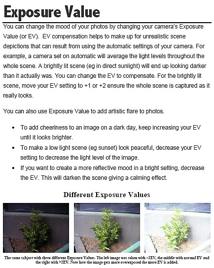Example Of Exposure Values Written By David Peterson