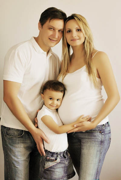 Superb modern family portrait on a white background