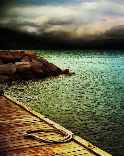 Colorful landscape photography of a Pier on the edge of a lake